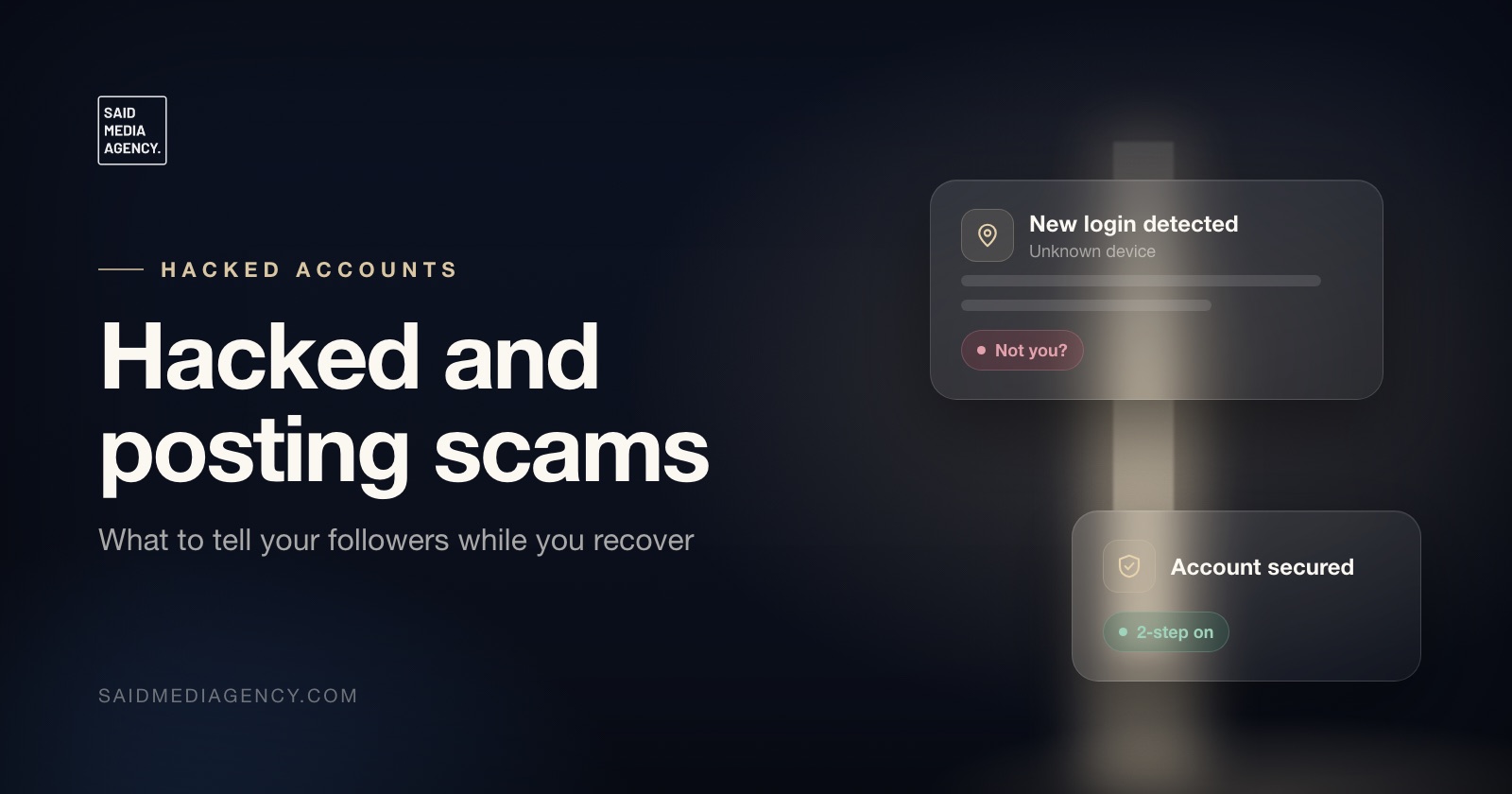Said Media Agency guide cover: Hacked and posting scams