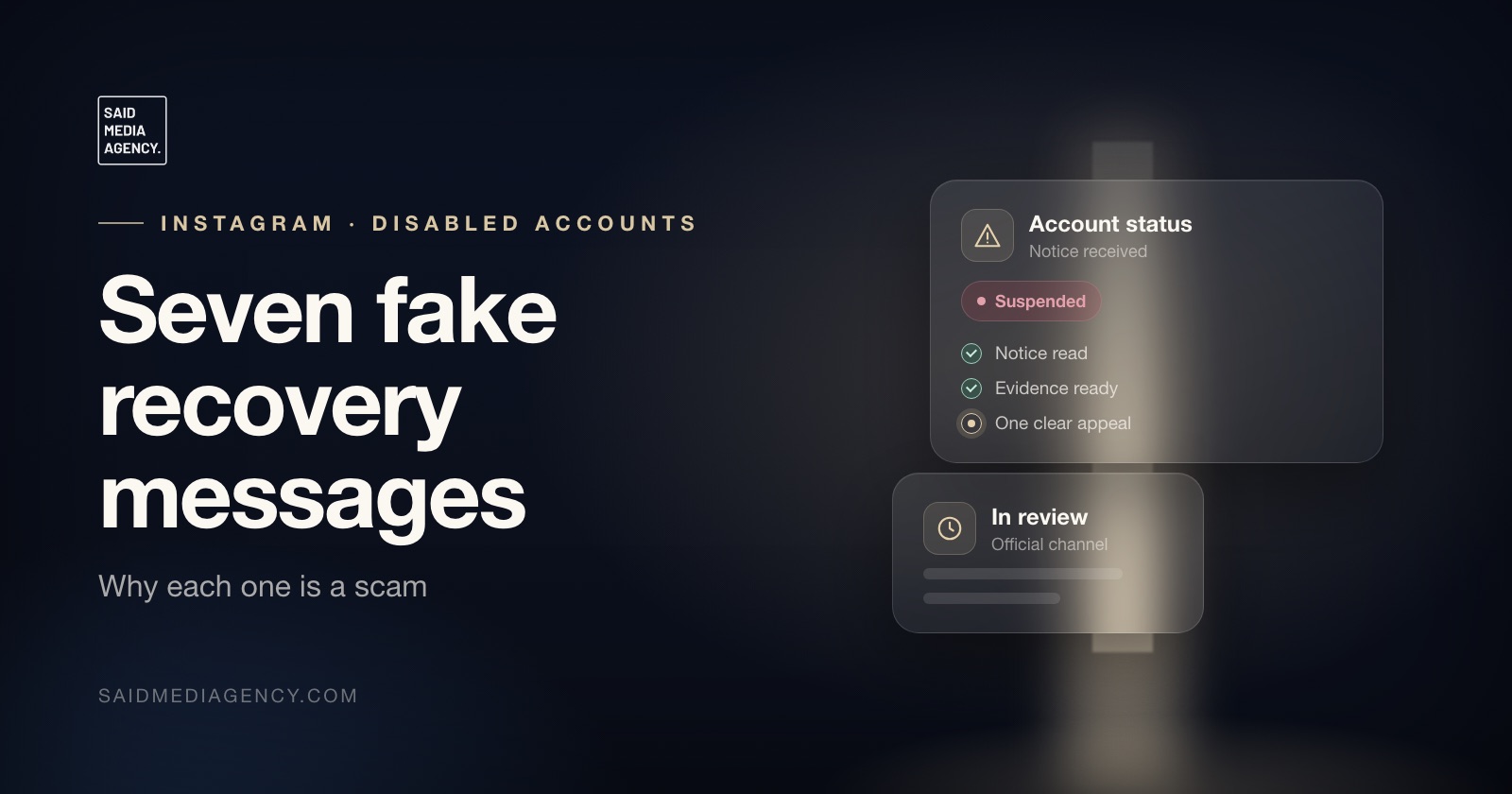 Said Media Agency guide cover: Seven fake recovery messages